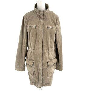 J.Jill Stretch Corduroy Full-Zip Utility Jacket Pockets Neutral Tan size Small